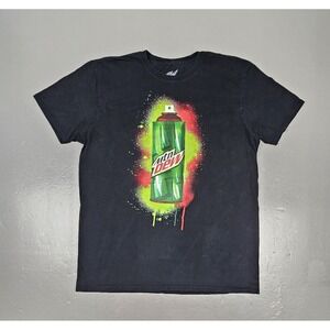 Mountain Dew T-Shirt Mens XL.‎ Black Neon Mtn Dew Graphiti Spray Paint Can